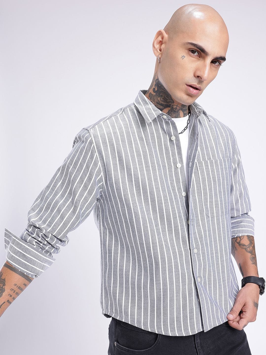glitchez Relaxed Opaque Striped Casual Shirt - Image 1