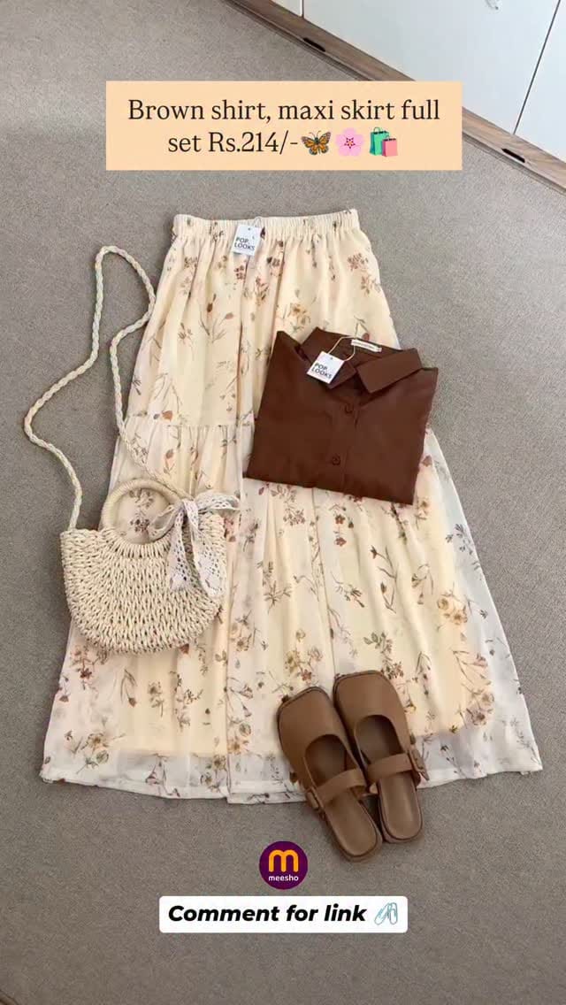 Brown shirt floral print maxi skirt ✨♥️ 
#yjsssk