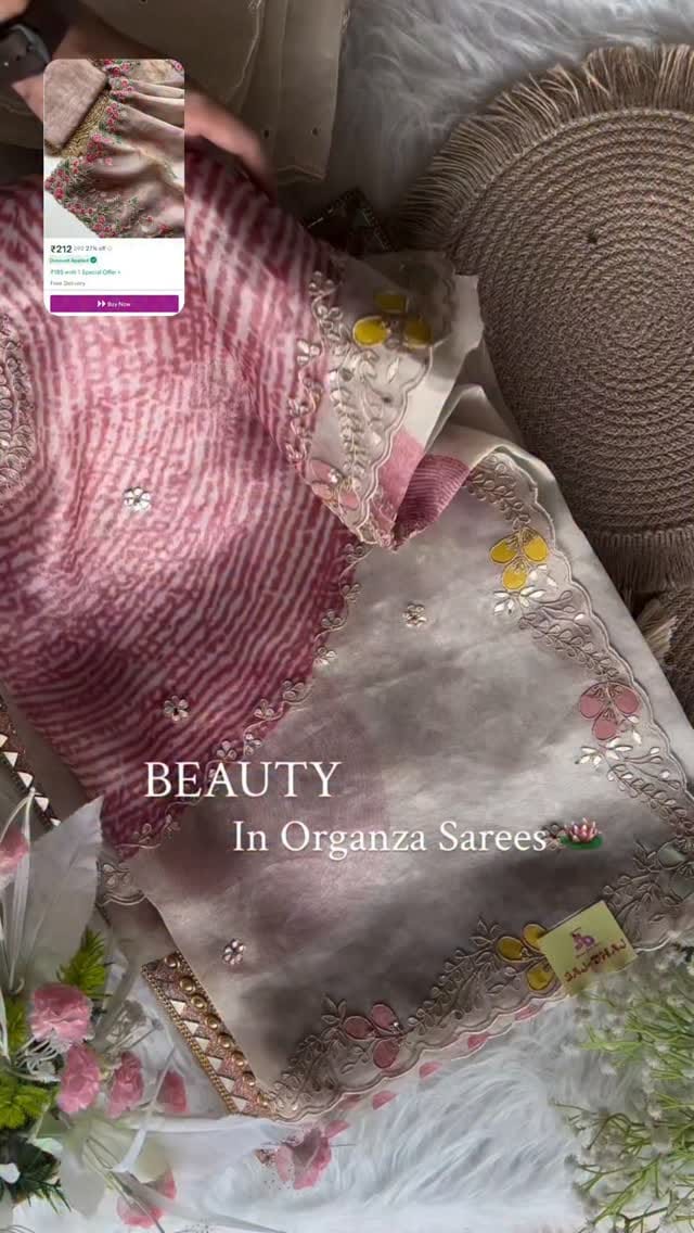 Beautiful Organza Saree ✨🍁 
#yjsssk