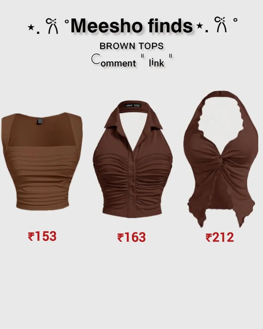 comment " link " >> for links 🤎 or share this reel in my DM
.
. 
.
.
[Share with your friends🎀]
[Save for later girliss]
[Pinterest inspired]
.
.
. 
.
.
.
.
.
.
.
.
.
Tags:
fashion outfits
indian outfit ideas
affordable fashion
wishlink finds
trending fashion
OOTD ideas
aesthetic outfits
bag styling ideas
reels fashion content
fashion haul
styling tips for girls
trending dresses
best budget outfits
Meesho finds
Flipkart finds
Myntra fashion
Crop top
Gargo jeans
Y2K top, Y2K fashion
Tops
.
.
.
.
.
 #fashionstyles 
#aesthetic
#pintrestyfinds
#womenoutfits 
#fashionreels
#trendingreels
#reelitfeelit
#pinterestinspired
#affordablefashion
#y2kaesthetic