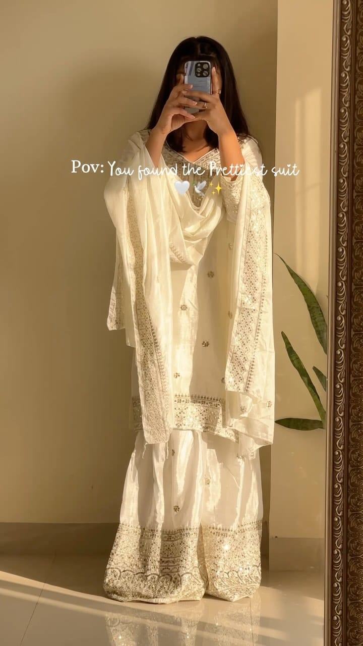 This suit 🕊🦢✨🤍
Comment for link 
Wearing size m 
#meesho #meeshofinds #meeshohaul #meeshofashion #desi #desiaesthetic #desicore #weddingdress #ａｅｓｔｈｅｔｉｃ #explore #kurtaset #weddingoutfit #weddingoftheyear #weddingoutfitideas #suit #suitstyle #desigirl #haul #sale #fyp #desigirlsummer #pinterestaesthetic #haldi #sangeet 
Meesho, haul, wedding outfit, sale, explore, sangeet, haldi, kurta set, suit set, desi girl, outfit ideas