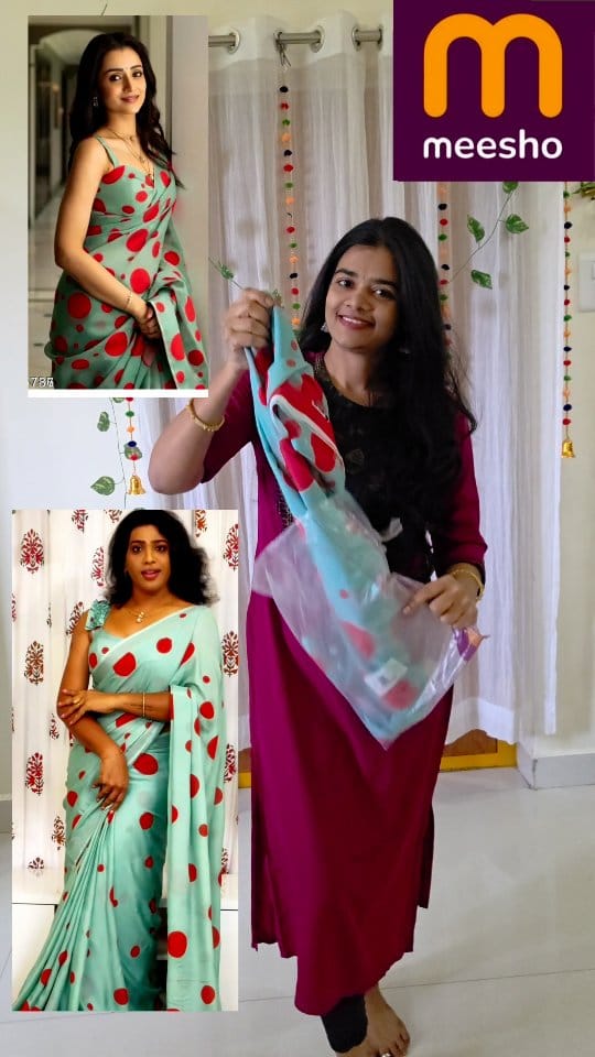 Shop on @meeshoapp 
.
.
.
Comment for Link 🔗,
.
.
.
[Celebrity inspired saree in meesho, meesho latest sarees, celebrity's saree styling, saree draping, saree love, Telugu reels, Georgette saree, subbalakshmi reddy, trisha inspired saree ]
.
#meeshosaree #meesho#meeshoshopping 
#fashion #sareelove❤️ #trisha #trending #viralnow 
#reelstrending❣️ #fypシ❤️💞❤️ #explorepage 
#foryoupage #reels#sareestyling #telugureels