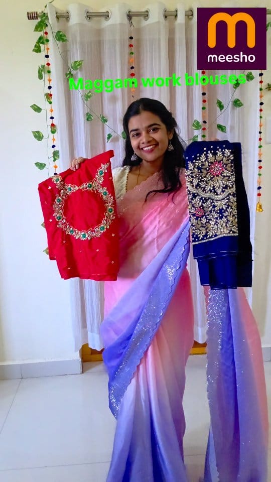 Shop on @meeshoapp,
.
.
.
[Maggam work blouses, bridal maggam work blouses, latest blouse designs, trending blouse designs,blouse back neck dedigns, work blouses]
.
.
.
#meesho#meeshoshopping #fashion 
#trendingblousedesigns#blousedesigns #workblouse
 #maggamwork#maggamworkblouse #backneckdesigns#reels #trending #explore #viralnow #instadaily❤️ #trendingreels❤️