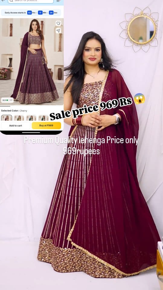 Guys Flipkart Sale live ho chuki hai 🥳 
3000 ka lehanga only 969rs mein 😱
.
.
.
.
#beautynstyle #lehanga #flipkartfinds