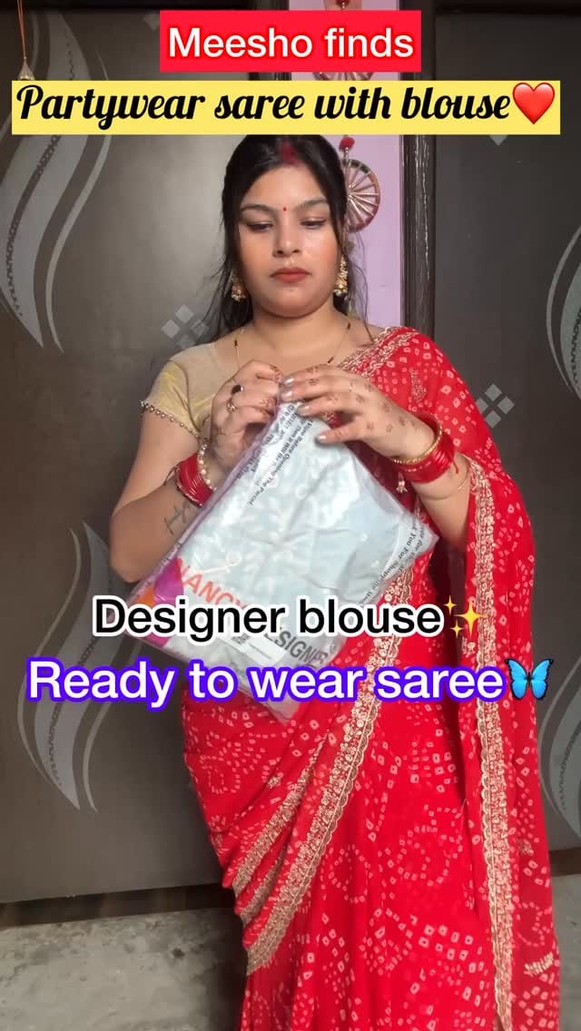 Saree with stitch blouse❤️ comment link or send me this video for links 🔗 @meeshoapp #meesho #meeshosareehaul #meeshoreadytowearsaree #meeshofinds #viralvideos #instagram #ootd #trendingreels #meeshoshopping #meeshofinds2025❤️