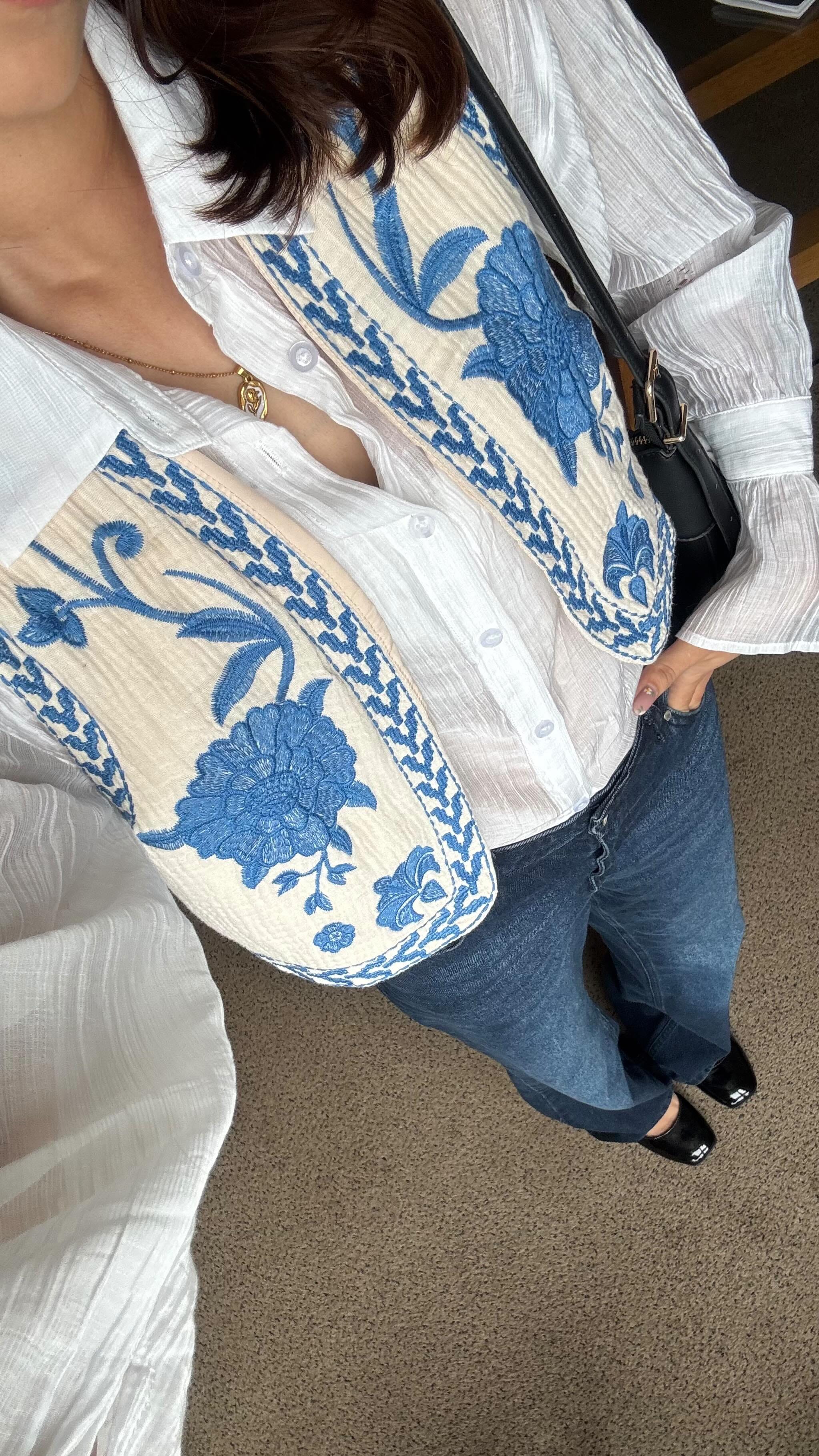 Playing Dress Up 🩵
.
. 
comment “outfit” for link 🔗 
.
.
.
.
.
.
.
.
.
.
.
.
Pardesiyaan is a vibe 🩵
Summer and spring elegant outfit feminine outfit fashion inspiration
#outfit #outfitinspo #outfitoftheday #style #styleforwomen #styleinspo #shirtoftheday #oversized #oversizedtshirt #thatgirlaesthetic  #womenswear #dailyoutfits #dailyoutfitinspo #jeansoutfit #fashion #waistcoat