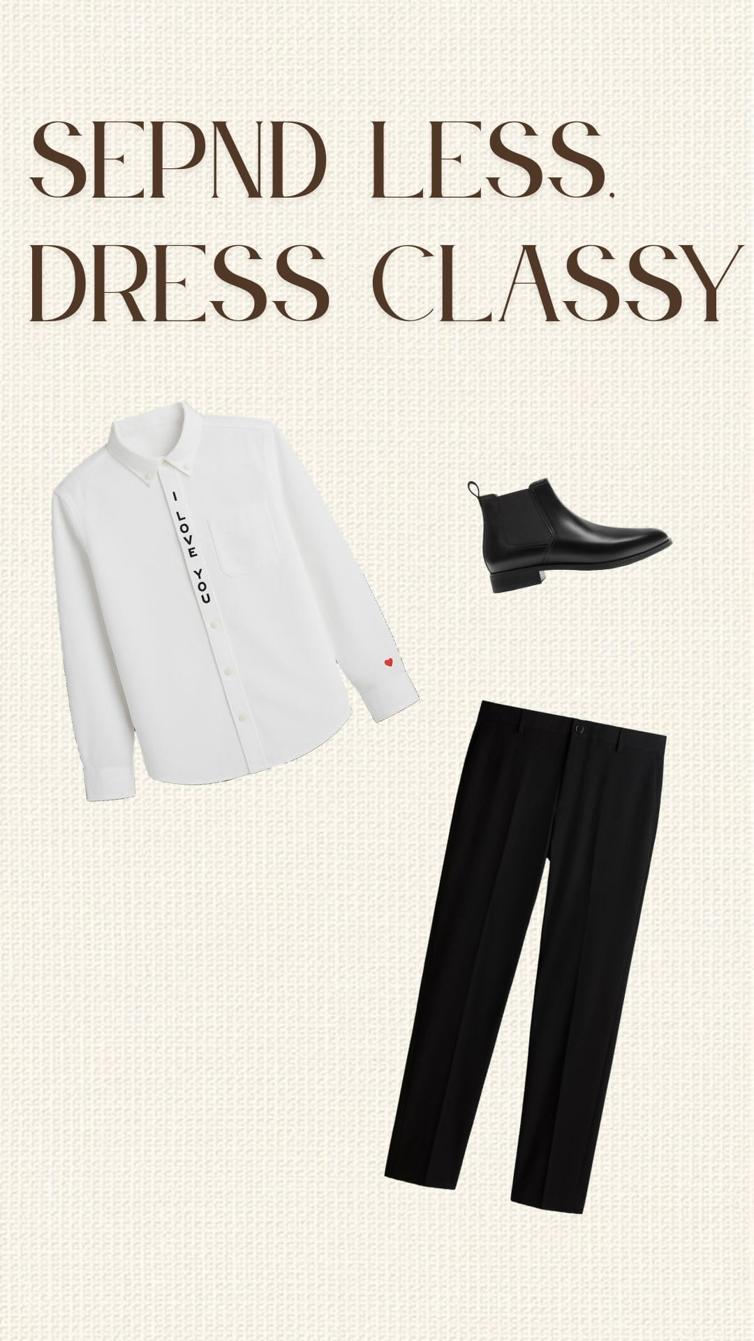 Follow & Comment “Classy” 🤍🖤🍸
• SPEND LESS, DRESS CLASSY •
Who says you need to splurge to look sharp? This crisp white shirt paired with black Gurkha slim-fit pants and sleek black boots is the ultimate definition of timeless elegance on a budget. Perfect for business meetings, formal dinners, or classy evenings out, this outfit redefines sophistication effortlessly. The unique design of Gurkha pants ensures a perfect fit without needing a belt, adding to the clean and polished look.
\#formalwear #dressclassy #mensfashion #blackboots #budgetfriendlystyle #timelessfashion #smartformalstyle #gurkhapants #classymenswear #eleganceonabudget #mensstyleguide #refinedstyle #formalfashiontrends