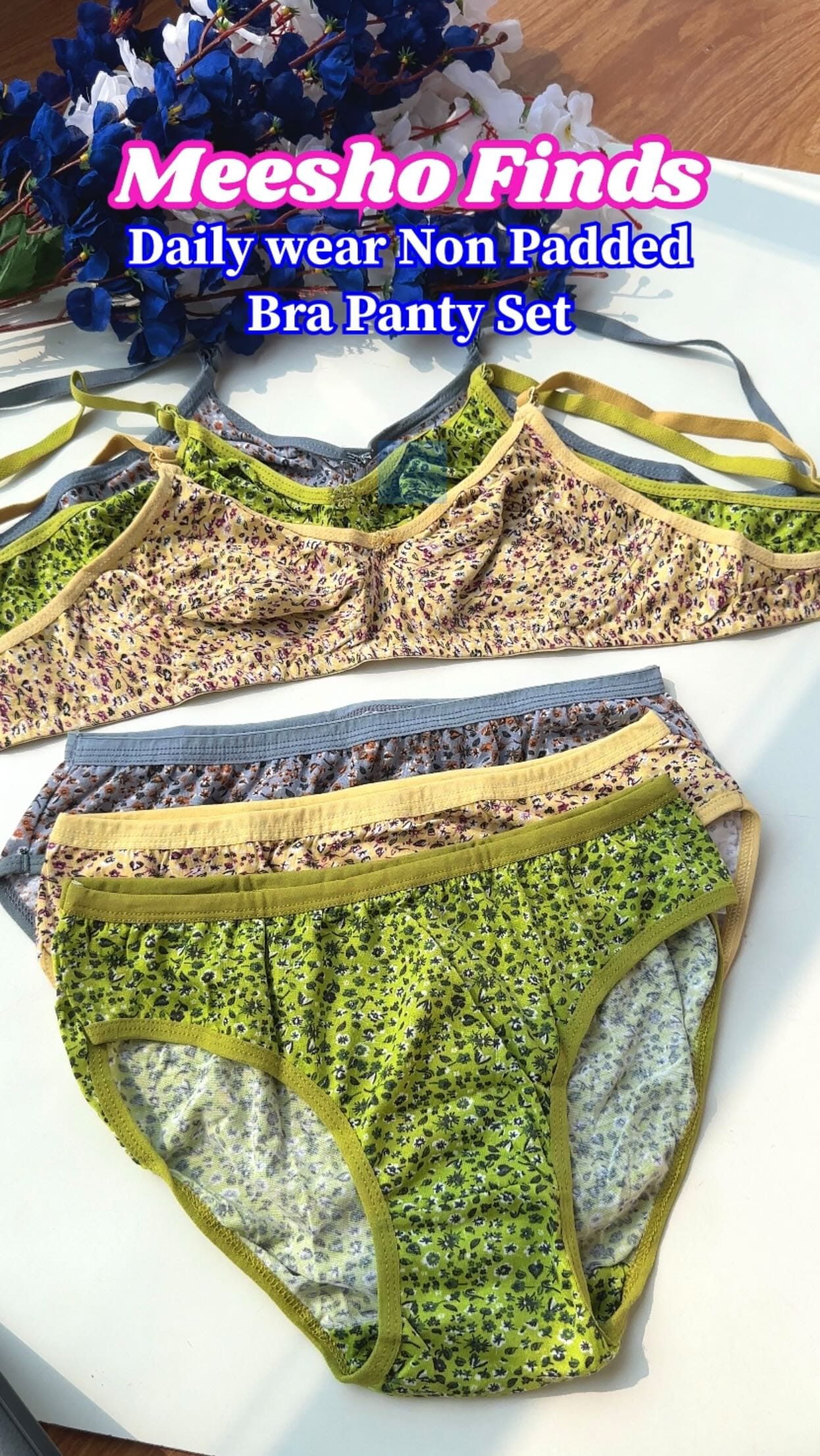 Daily wear Non padded bra panty set 🔗
.
.
Follow save & share @fashionwithnimmo 
.
.
Bra, bra panty set, lingerie, daily wear, meesho haul, meesho fashion, affordable, must buy 
#dailywear #bra #panty #braset #lingeriedesigner #trendingreels #haulvideo #daily #meeshofinds #meeshofashion #exploremore #viralvideos