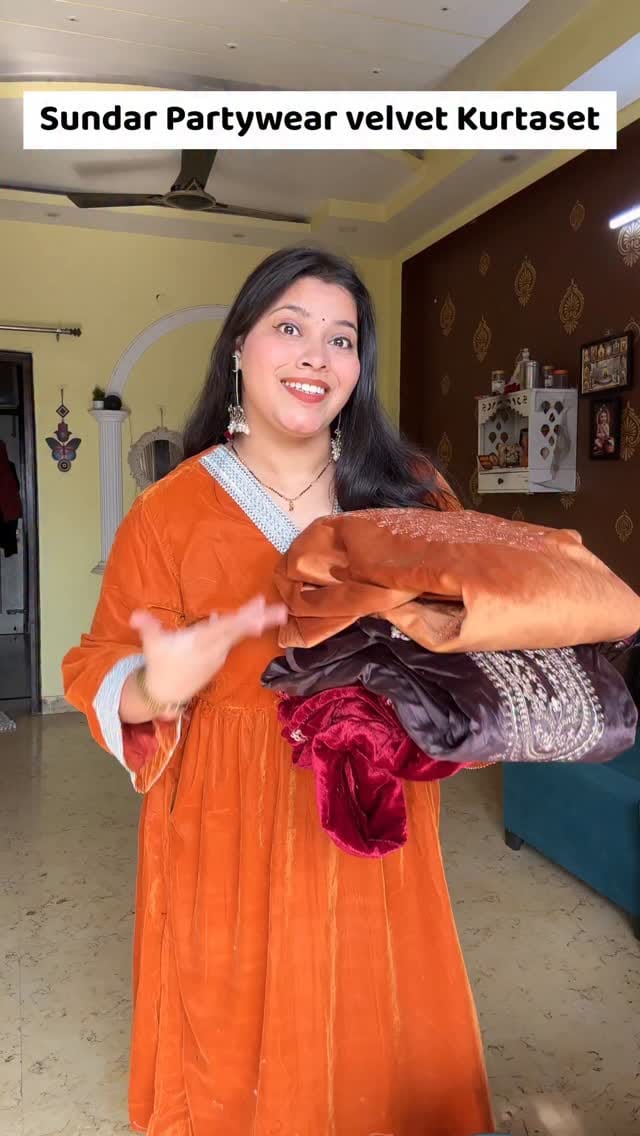 Beautiful Partywear Velvet Kurtasets 💕