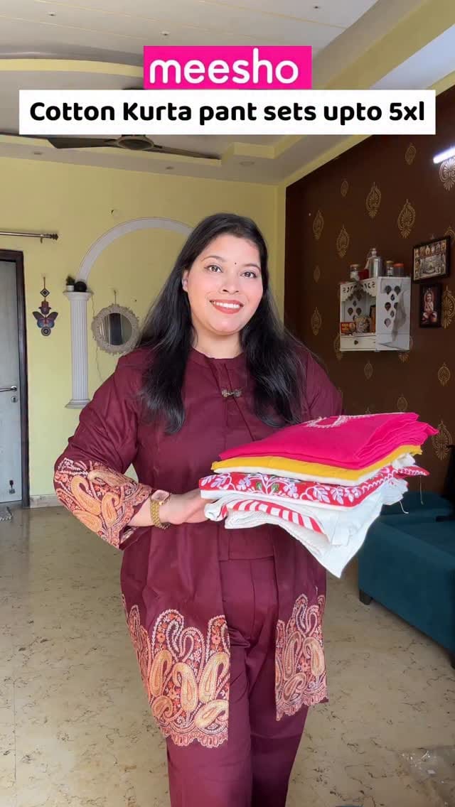 @meeshoapp cotton kurta pant set upto 5xl 💕