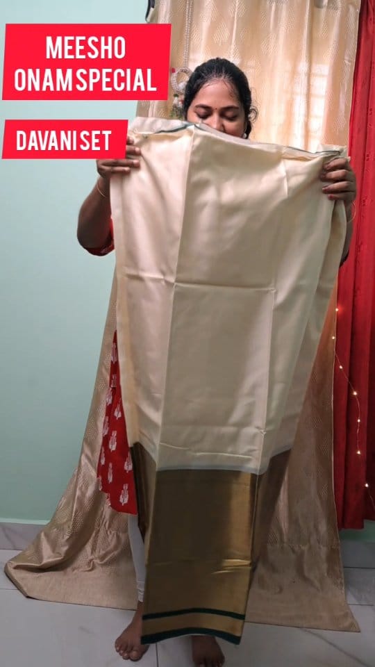 MEESHO BUDGET FRIENDLY DHAVANI SET ഇതിൻറെ ഇനി ഓണം അടിപൊളി ആക്കാം#wishlinked