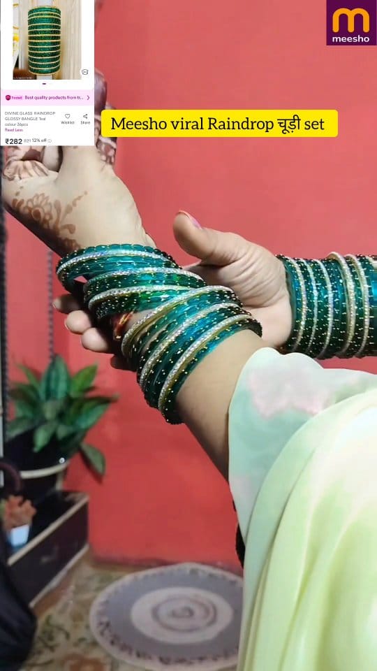 Comment down for link,( pp , dm , link) 
#meesho #meeshotryonhaul #meeshofind #meeshochudi #raindropchuri #raindropbangles #wishlink