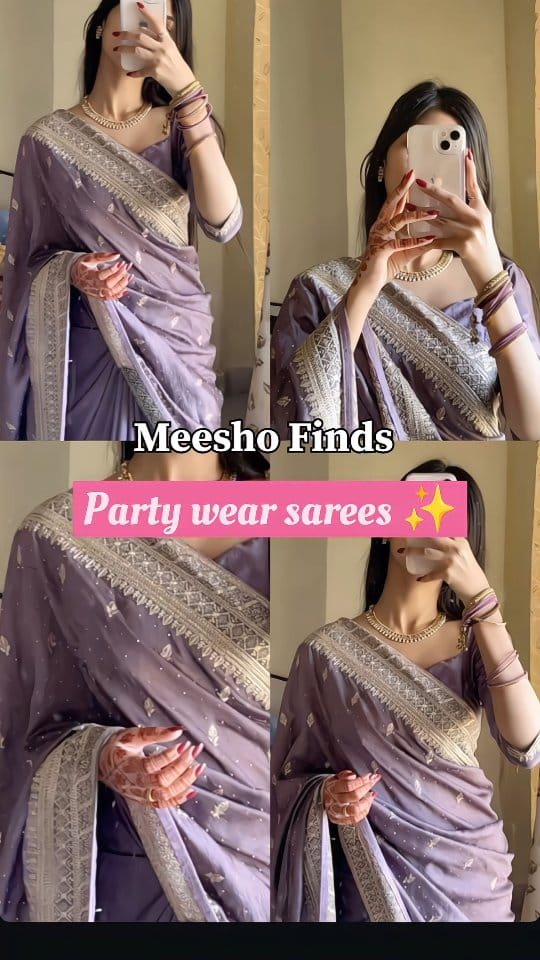 Meesho party wear sarees under budget 💗 
.
.
Follow & Comment link 🖇️ 
.
.
.
#onlineshopping #meeshofashion #meeshohual #meeshosaree #sareeideas #sareeoftheday #sareeunder500 #meeshounder200 #aesthetic #explore #foryou