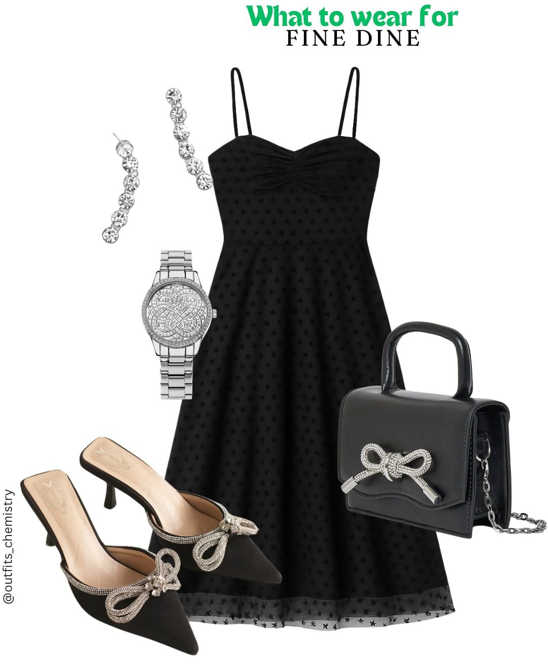 Comment ‘links’ to get all product links directly to your DM or head to story highlights April 2
Serving elegance on the menu tonight.
This little black dress with dainty straps and subtle star detail is your go-to for romantic dinners or upscale evenings. Styled with bow-detailed heels, a glimmering watch, and a statement mini bag — it’s a moment of timeless grace.
PS: Smiles and sparkles are always in style.
Follow for style that fits your life
@outfits_chemistry
#FineDineStyle
#ElegantLooks
#LittleBlackDress
#OutfitInspo
#EveningLook
#DinnerReady
#ChicAndElegant
#WhatToWear
#OutfitsChemistry
#BlackDressMagic
#IndianFashionStyle
#LuxuryVibes
#TimelessFashion
#StyledByUs
#OOTDIndia
#CuratedCloset
#DinnerOutfit
#ClassicStyle
#BowDetails
#BlackIsBeautiful
#SubtleGlam
#MonochromeLook
#MinimalGlamour
#FashionIdeas
#LookOfTheNight
#StyleMood
#EveningInspo
#BlackOnBlack