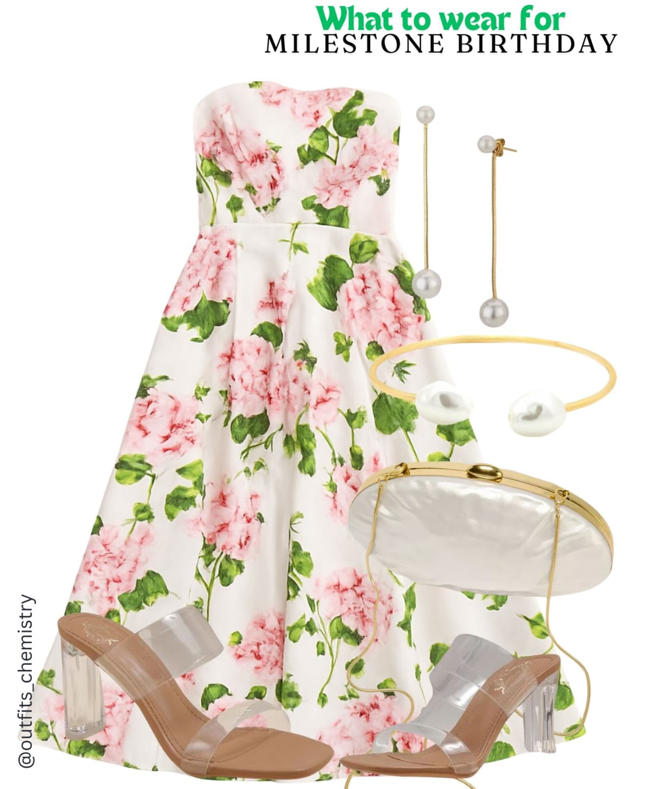 Comment for links 🔗 
Story highlights ➡️ May 2
Because some birthdays deserve opera and orchids.
This floral moment is not just a dress—it’s a declaration. For the kind of day you’ll remember forever, go with soft structure, clear heels, and statement pearls. It says grown woman energy with a wink of whimsy.
You made it this far—now look like it.
Follow @outfits_chemistry for special-occasion fits that feel like you.
[keywords: milestone birthday outfit, floral dress, birthday glam, feminine style, strapless dress, clear heels, pearl accessories, elegant partywear, grown woman style, garden party outfit, brunch to cocktail look, pastel pink aesthetic, birthday girl fit, elevated occasionwear, statement dress, pretty outfit ideas, luxury look, outfit inspiration India, party style, fashion-forward birthday, pearl jewellery look, satin bag, glam but graceful, outfit for photoshoot, turning 30 in style, dress to impress, polished yet playful]