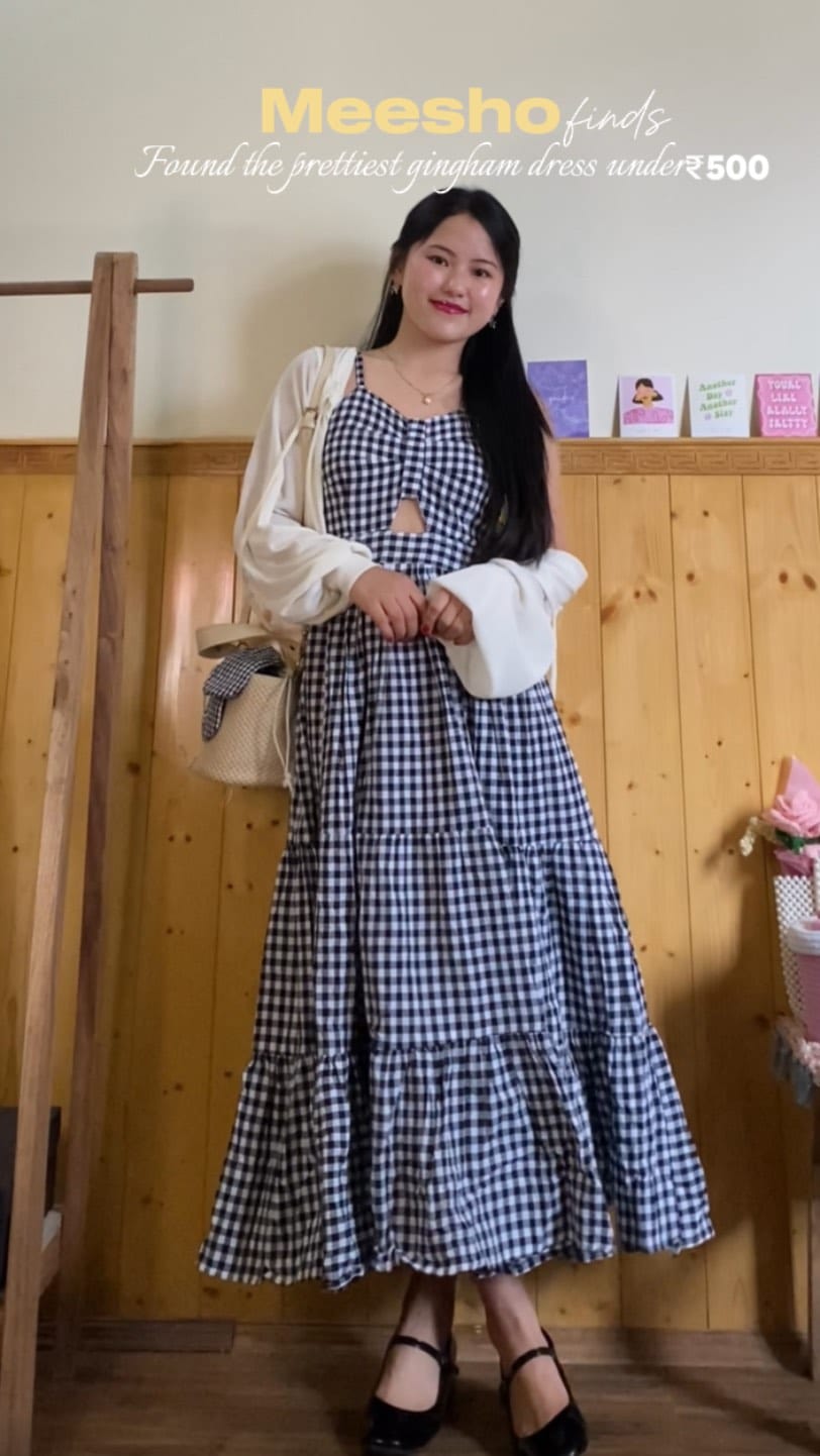 Comment “link” or share this reel in my dm 🫶🏻✨
.
Outfit deets⏬
Dress: @meeshoapp size: XS
Cardigan: @savana 
Bag: @savana 
Shoes: @myntra 
.
[ootd/grwm/outfitinspo/meeshofinds/pinterest gingham dress/pinterest inspo/fall outfit/fall]
.
#wishlink #messho #meeshofinds #meeshofashion #meeshofalloutfits #meeshotrendz #falloutfitideas #softgirlfallfashion #ginghamdress #fashion