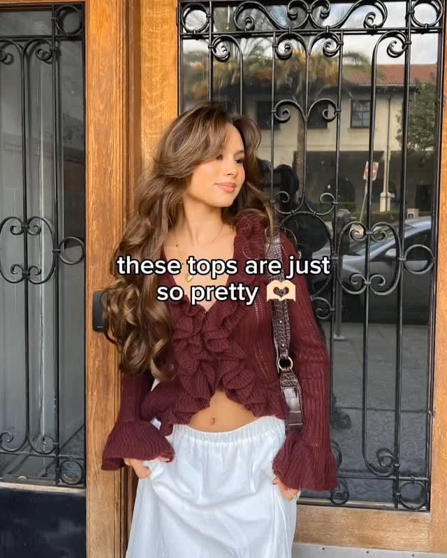 Comment 'pp' or DM this reel 🩷 
Follow for more! 
#ruffletop #aesthetictops #topsonline #fyp #viral 
( Tops, outfits, aesthetic outfit, outfits for women , ruffle tops)