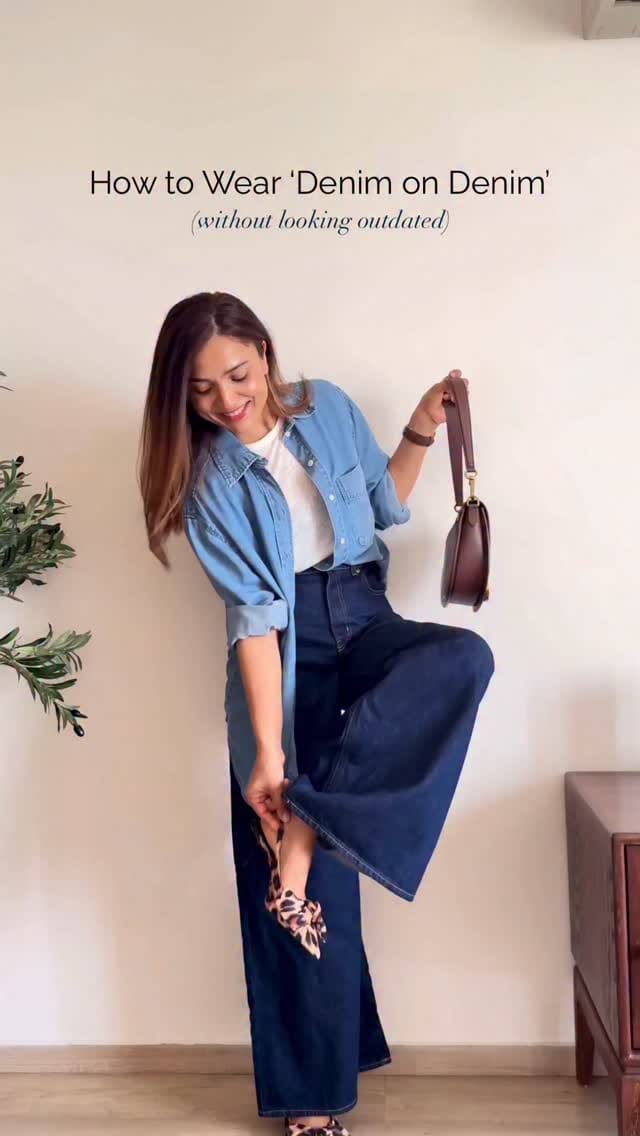 Denim on denim doesn’t have to be boring 🤍
Here are 4 easy ways to make it stylish & wearable. Let me know which one’s your vibe? 💙
✨ Save this for when you’re stuck styling your denim shirt
👉 Follow for more easy outfit hacks & styling ideas!
📌 Comment “LINK” below & I’ll share all the outfit details.
I’ll link everything that’s currently available, and for pieces that aren’t currently in stock, I’ll provide alternatives from my tried & trusted brands!
Here’re some tips for styling denim-on-denim which I think you may find useful:
✅ Mix different denim washes (light with mid/ dark) to avoid a matchy-matchy look.
✅ Add a structured belt to break up denim-on-denim and define the waist.
✅ Play with proportions — oversized shirt with fitted jeans or half-tuck with wide-leg pants.
❌Avoid exact same wash top + bottom (can feel too uniform).
❌ Don’t over-accessorize — keep it clean and minimal to stay modern.
Denim Shirt Outfits I Denim On Denim Looks I How To Style A Denim Shirt I Styling Tips For Women I Outfit Ideas For Women I Casual Outfit Inspiration I Fall Outfit Ideas I Capsule Wardrobe India I Denim Styling Ideas
	
#DenimOnDenim #HowToStyle #OOTDIndia #IndianFashionBlogger #StyleInspo #DenimShirt #FashionReelsIndia #StylingTips #WardrobeBasics #OutfitIdeasIndia #FallOutfitInspo #EverydayStyle #StyleGuide #IndianFashionContent #CasualOutfitsForWomen#wishlinked