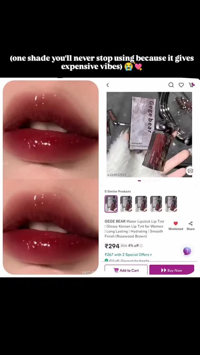 (one shade you'll never stop using because it gives expensive vibes) 😭💘 Comment 💬link🔗✨
.
.
@meeshoapp
@gegebearofficial
.
.
.
.
(gegebear, lip gloss, lip tint,expensive looks, makeup,tints , GeGe Bear water lipstick liptint,long lasting, hydrating,smooth finish, the shade, Rosewood Brown,meesho affordable tint meesho find,korean looks,)
.
.
#meesho #meeshofind #gegebear #lipstick #liptint #makeuptutorial #beautytips #instagram #reelsi̇nstagram #meesho #aesthetic #explorepage #viralreels #trendingreels #fypシ゚