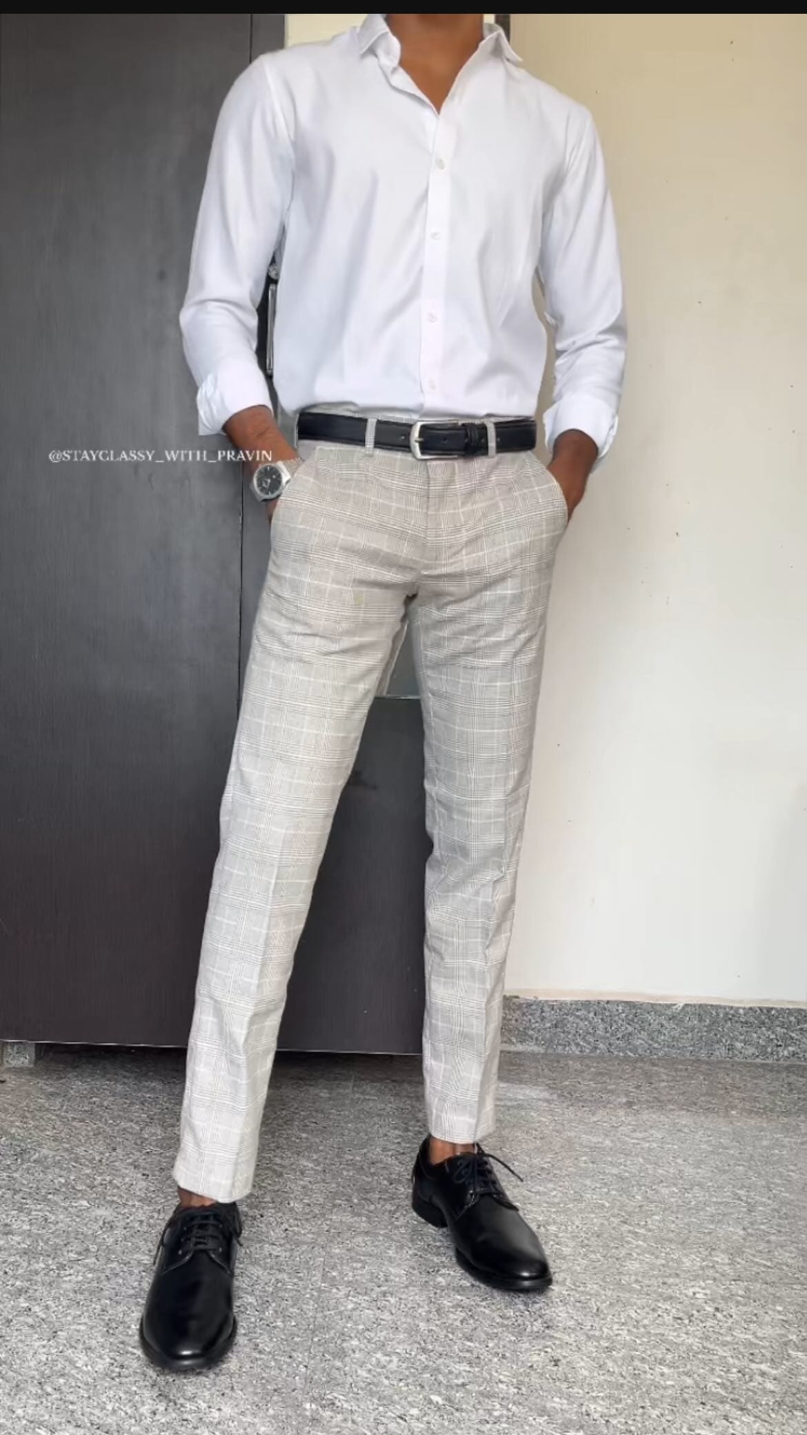 Grey checked formal trouser