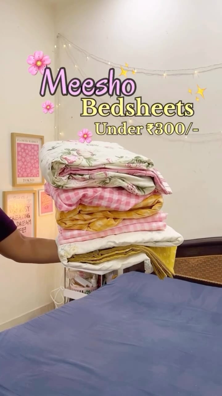 Follow & Comment for links 🔗 
Get upto 40% off on first order + free delivery 🤩
Meesho bedsheets under ₹300 @meeshoapp @meesho.app__