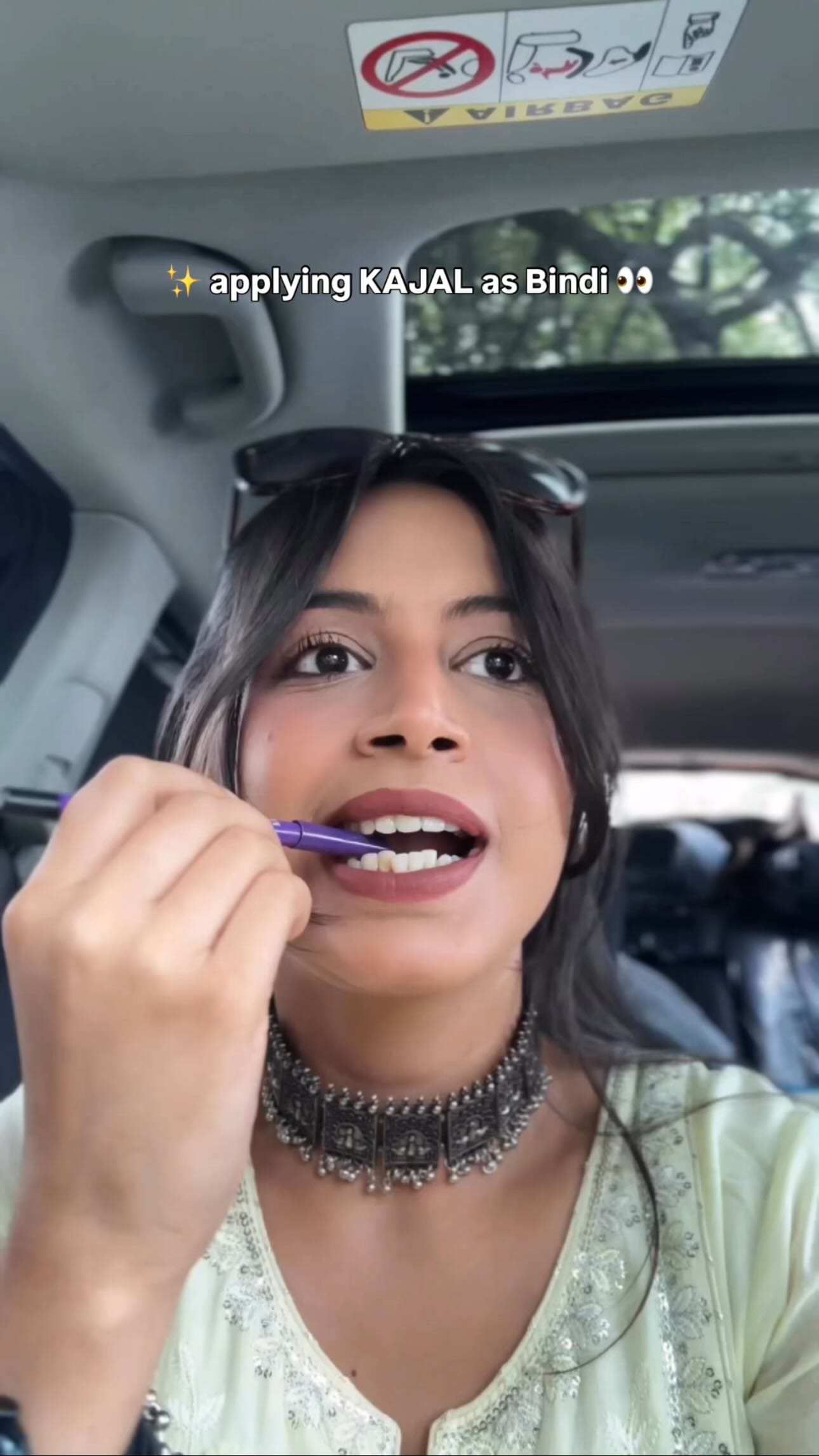Instant Hack 😍⁉️
Me on my way to VRINDAWAN 🥹🦚
.
.
.
.
.
.
.
.
.
.
.
.
.
.
#bindi #kajal #hack #instant #hacks #bindilove #kajallove #instantfix #explore #beauty #foryou #travel #tips 
[ bindi hacks, diy colored bindi, bindi makeup, makeup hack, makeup tips, beauty, beauty tips, beauty hacks, hacks, blessed , festive , teej , shivratri , raksha bandhan , bindi stamps , kajal , grwm , relatable , candid , funny , car hack , how to ]