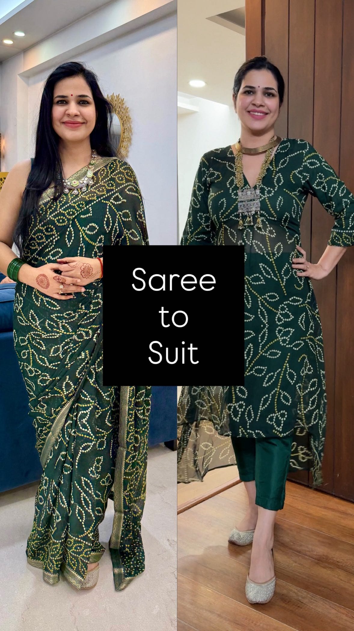 Part 2 saree to fusion kurti look
i have asked you all that is saree se kya bana skate hain toh check kare ki kya banwaya hai. 
Which look you liked more 
#asymmetrical #reusesaree #reusereducerecycle #reuserecycle #reusefashion #upcycleoldclothes #rewearyourwardrobe #sareetosuit 
(saree to suit, reuse saree, reuse reduce recycle, reuse fashion, upcycle old clothes, sustainable fashion)
Follow @yourstylingbff for more