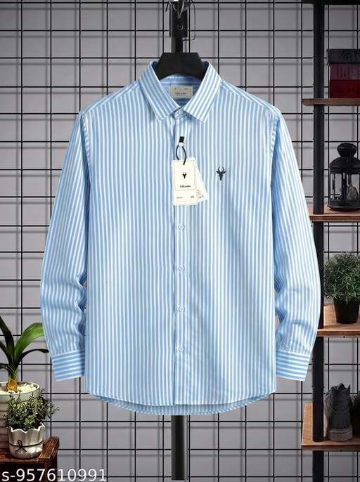 Men Vertical Striped Slim Fit Casual Shirt - Image 1